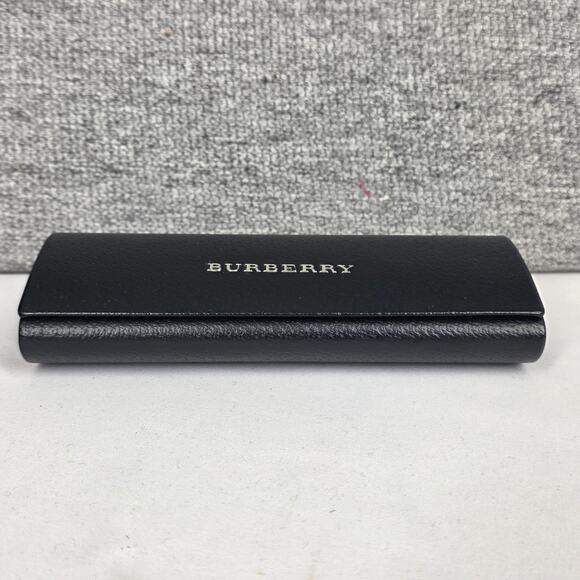 BURBERRY BLACK LEATHER EYEGLASS CASE WITH RAISED SILVER LETTER LOGO – HARD SHELL main image 3
